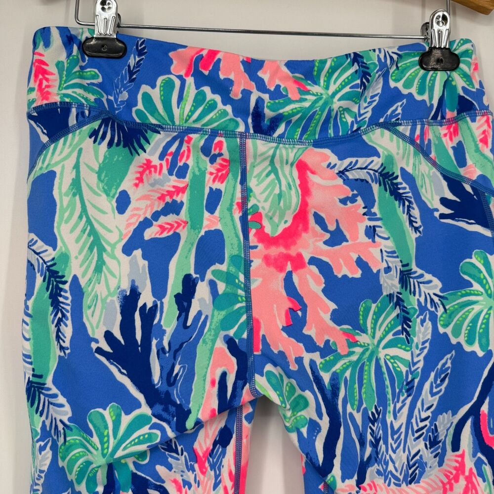Lilly Pulitzer Luxletic Legging Women XL Blue Weekender Crop Tropical Coastal - Picture 7 of 13